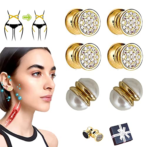 Kyana Lympha Circurl Magnetic Ear Ornament, Lymphatic Drainage Therapeutic Magnetic Ear Ornament, Non Piercing Earrings Promotes Blood Circulation For Women Men (3 Pairs - 1Pearl+2Diamond) #TOP16