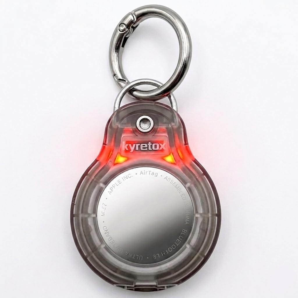 LED Light Up Case for AirTag 2nd & 1st Gen (1-Transparent Black)