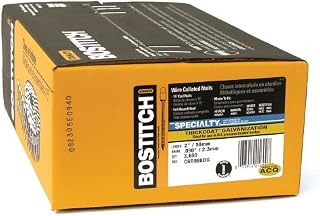BOSTITCH Siding Nails, Wire Collated Coil, Thickcoat Galvanized, Ring Shank, 15-Degree, 2-Inch x