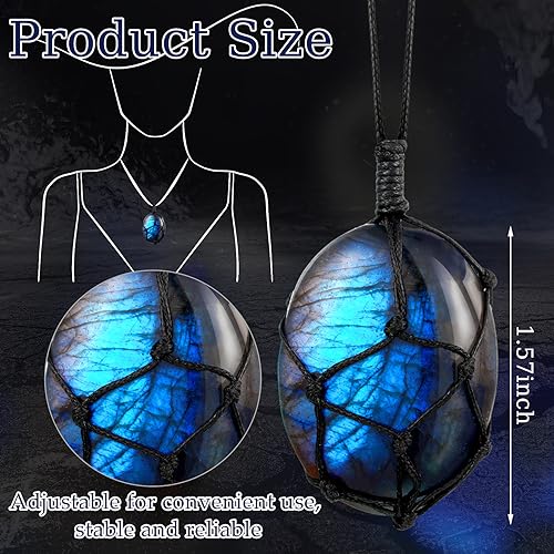 6 Pcs Labradorite Dragon Heart Necklaces Natural Crystal Pendant Wrap Braid Jewelry Stone Labradorite Crystal Colorful Jewelry Necklace for Women Men Gifts4