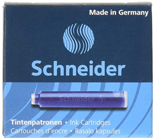 Cartucho de tinta para caneta-tinteiro Schneider, 3 caixas de 6 (18 cartuchos no total), azul (36603)