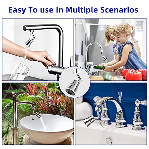 720° Degree Swivel Sink Faucet Aerator, 5 Sprayer Modes Hetbees Brass Big Angle Swivel Faucet Aerators, Faucet Head Replacement Adapter for Kitchen or Bathroom. -- Female Thread - 55/64 Inch.