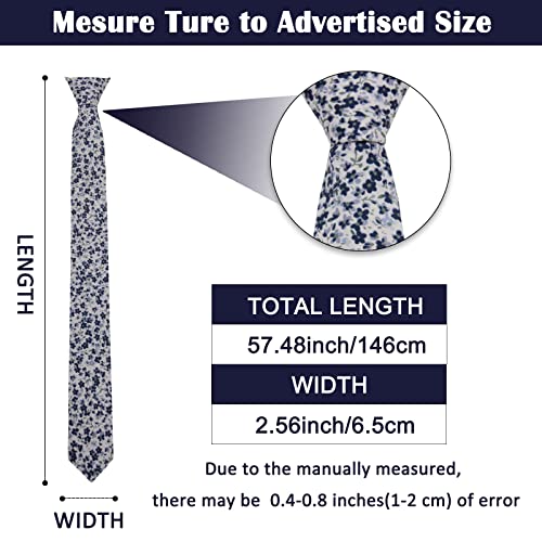 Image of Mantieqingway Men Skinny Tie Cotton Floral Necktie for Wedding Groomsmen Tie