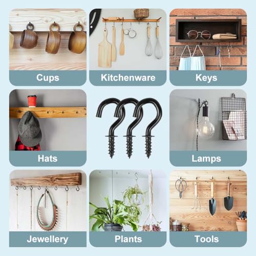 vsshe Schraubhaken Edelstahl, 70 Klein Deckenhaken Wandhaken 1/2 Zoll, für Innen und Außen hängende Pflanzen Kunst Dekorationen Schlüssel Weihnachtsdekoration Schraubhaken