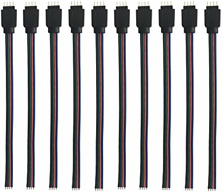 10 pcs/Pack 5.9 inch / 150 mm 4 Pin RGB LED Strip Lights Extension Cable Connector,4 PIN RGB Male and Female Connector Wire Cable for 3528 5050 SMD LED Strip