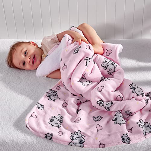 Daysu Micro Fleece Sherpa Baby Blanket Reversible Plush, Animal Print Baby Throw Flannel Blanket For Boys And Girls, Portable Baby Crib Blanket For Newborn And Nursery, Elephant, 30”X40”… #TOP4