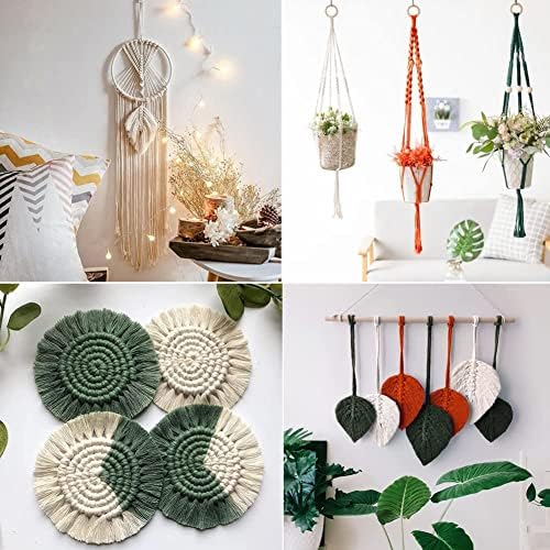 UHAPEER DIY Macrame Kit, 656 Feet Macrame Cord Kit for Beginners Adults with Instructions, Natural Cotton, Wood Rings, Wood Sticks, Colour Beads, Wall Hanging Plant Hanger Kit for Home Room Decor