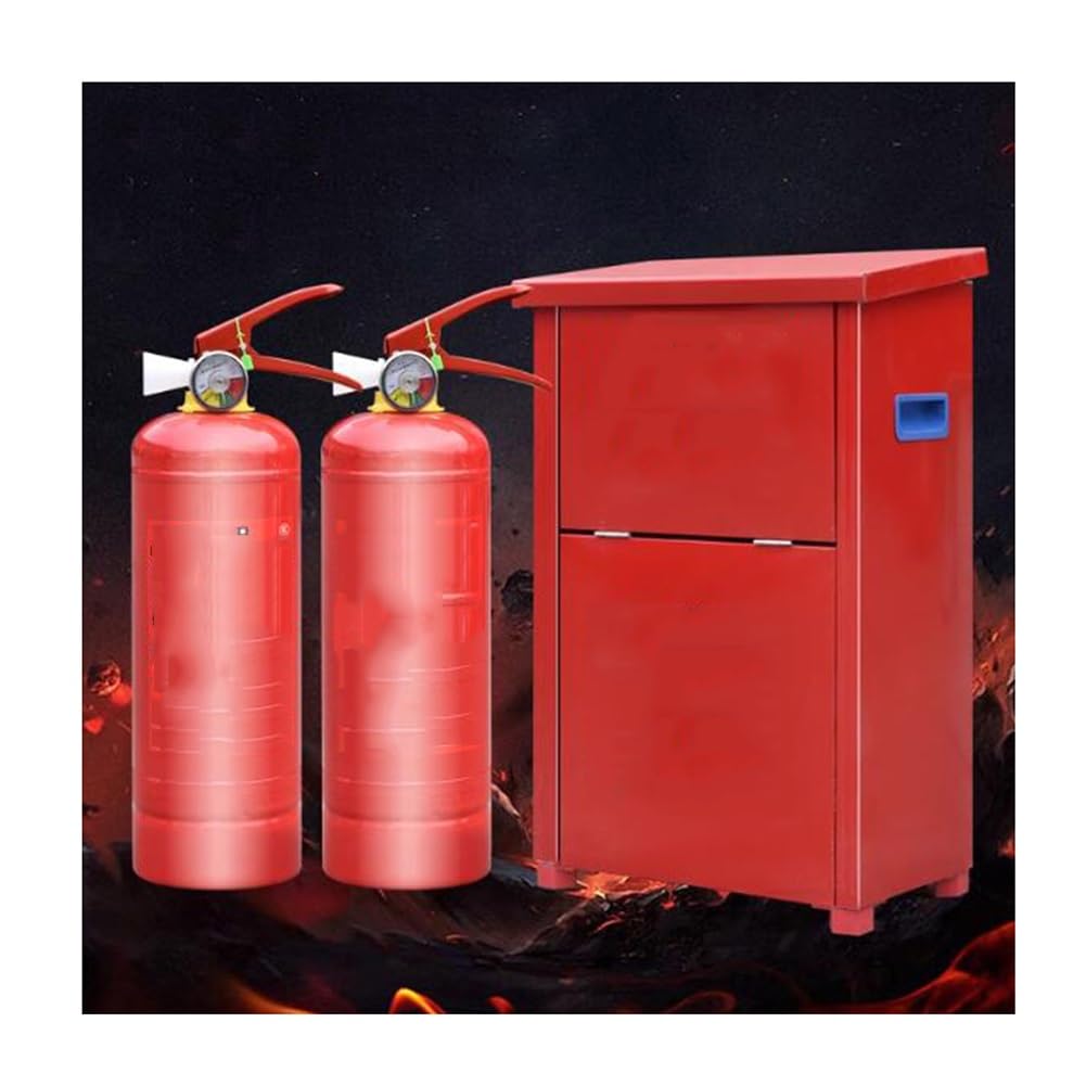 Extintor de suelo, almacenamiento de metal para 2 extintores, mango empotrado, caja de seguridad resistente