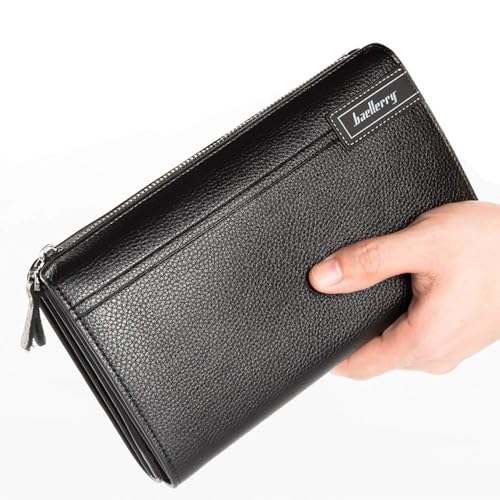 Image of Mens Wallet Long Purse Leather Clutch Large Business Handbag Phone Card Holder Case Gift for Men Father Son Husband Boyfriend, Y-brown, Large, Classic