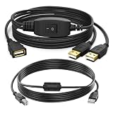 USB共有切替ケーブル USB2.0 2台のPCでUSB機器を共有 スイッチ付き プリンター/スキャナー/FAX対応 1.5m+1.5m延長ケーブルセット