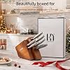 KnifeSaga Kitchen Knife Set with Block and Detachable Sharpener | 8-Piece High Carbon Stainless Steel Knife Block Set, Fully Forged Blades & Compact Design