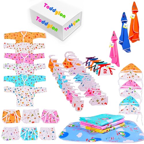 Image of Toddylon Newborn Baby Essentials Kit 43 Items Combo Set | New Born Baby Set 0-6 Months | Hospital Kit Baby Combo Pack for Boys & Girls | Maternity Kit | Soft Cotton Baby Clothes