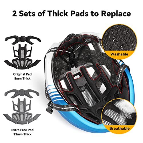 Eastinear Adults Bike Helmet With Magnetic Goggle Bicycle Helmet With Usb Rechargeable Led Light For Men Women Cycling Helmet With Removable Sun Visor Adjustable Size (L: 57-61 Cm, Metal Blue) #TOP2