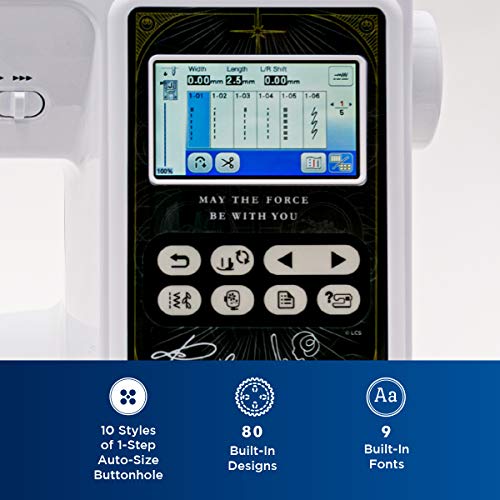 Brother Sewing And Embroidery Machine, Lb5000S, 4 Interchangeable Star Wars Faceplates, 10 Downloadable Star Wars Designs, 80 Embroidery Designs, 103 Built-In Sewing Stitches, 4" X 4" Embroidery Area, Large 3.2" Lcd Touchscreen Display, 7 Included Sewing Feet #TOP3