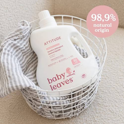Image of ATTITUDE Baby Laundry Detergent, EWG Verified, Plant and Mineral-Based Formula, HE Compatible, Vegan Household Products, Unscented, 80 Loads, 67.6 Fl Oz (Pack of 6)