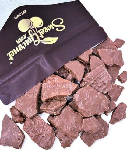 SweetGourmet Milk-Chocolate Covered Peanut Brittle Candy, Homestyle Toffee with Nuts, Traditional Sweet Snack, 1 Pound