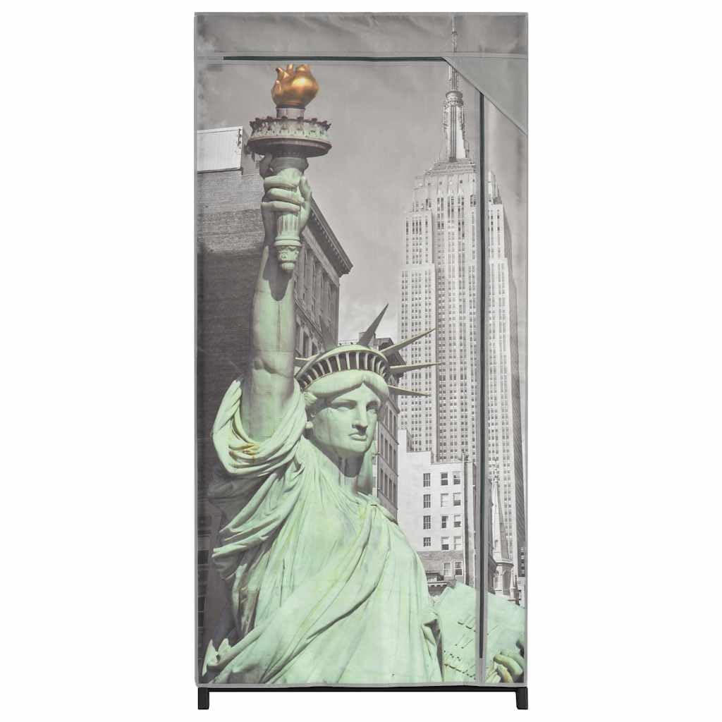 Armario de tela 75 x 45 x 160 cm New York con barra para colgar y estante, armario plegable plegable para ahorrar espacio para dormitorio, habitación de los niños, pasillo y almacenamiento