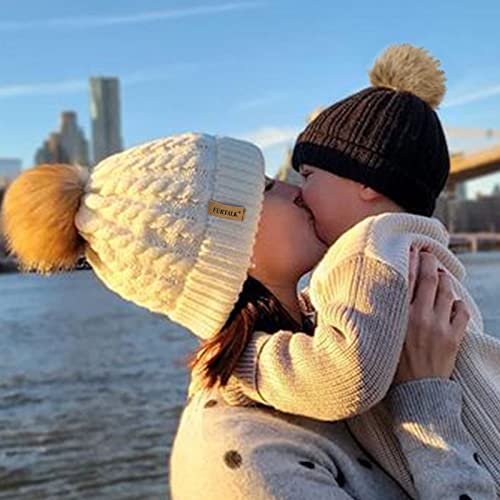 Furtalk Winter Beanie Hat For Women Warm Thick Cotton Lining Knit Bobble Skull Cap Fur Pom Pom Hats For Women #TOP3