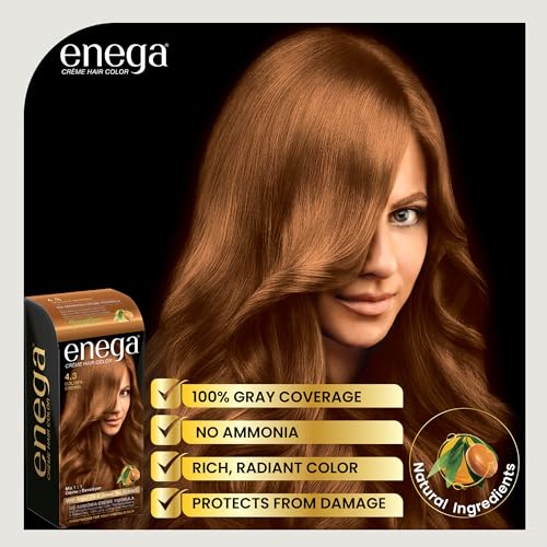 Image of Enega No Ammonia Grey Coverage Long Lasting Creme Hair Color With Argan Oil & Green Tea Extract - Pack of 1(150 ML) (Honey Blonde)