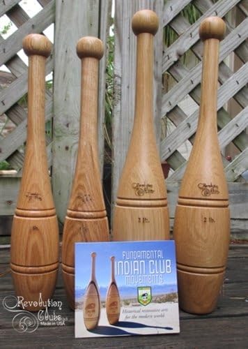 Indian Clubs Introduction Set - Two 1lb & Two 2lb Oak Clubs with Training DVD