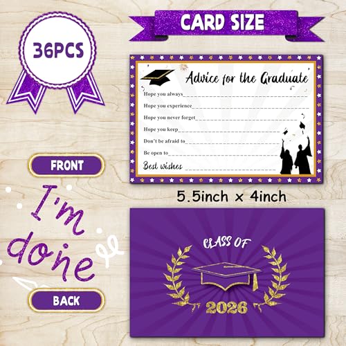 Image of Graduation Decorations Purple and Gold 2026 - Giant Guest Book Alternative,Graduation Cards Box with 36PCS Advice Cards,Signature Board Congrats Grad Decorations Supplies 2026