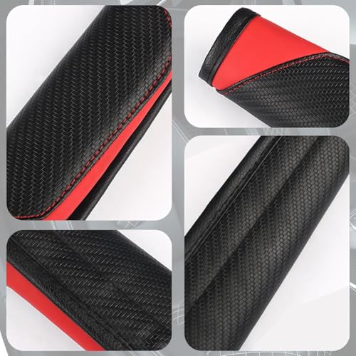 Image of 2 Pieces Car Seat Belt Cover, Carbon Fiber Safety Seatbelt Shoulder Strap Covers, Breathable Leather Soft Harness Pad Protect Your Neck and Shoulder Compatible with Cars, Multicolor