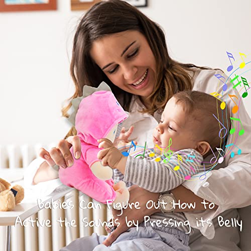 June Garden 12" Musical Sweet Dolly Melody - Interactive Stuffed Ultra Soft Talking Baby Doll For Birth And Up - Removable Pink Dinosaur Outfit #TOP3