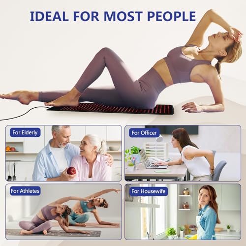 Red Light Mat with 400 LEDs, 660nm & 850nm Infrared Light Pad for Full Body Relaxation, 35.4" x 10.6", 3 Modes, 5 Power Levels & Timer for Home Wellness - Image 6