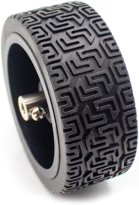 85MM Diameter Black Rubber Tire, Self-Balancing Trolley Robot Intelligent Trolley Wheels Sponge Inner Liner with Metal Coupling (8MM Aperture)