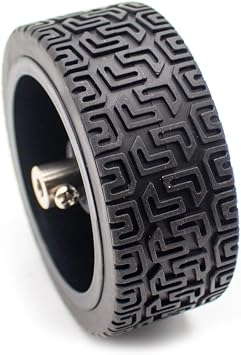 85MM Diameter Black Rubber Tire, Self-Balancing Trolley Robot Intelligent Trolley Wheels Sponge Inner Liner with Metal Coupling (8MM Aperture)