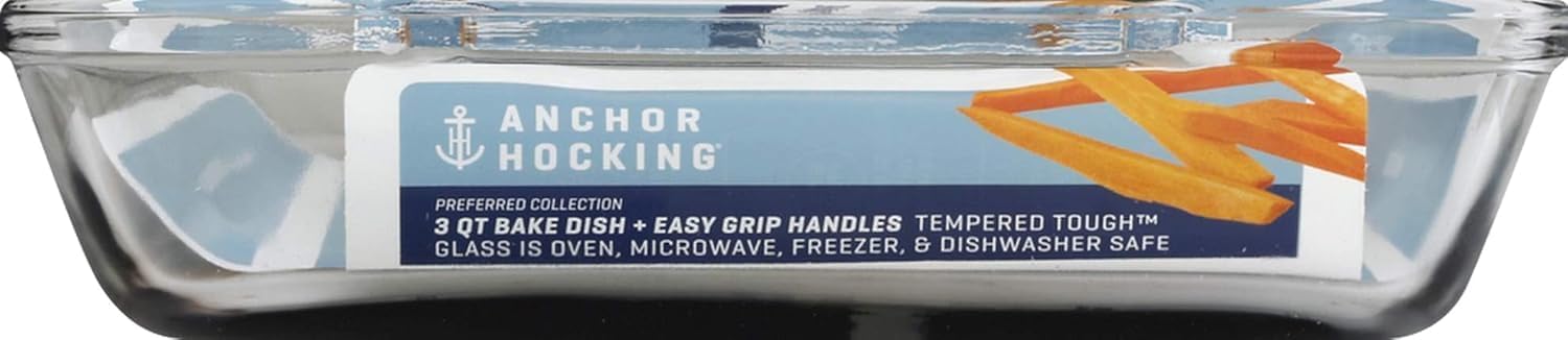 Anchor Hocking Bake Dish, 3 quart, Clear