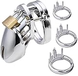 Cock Cage Male Chastity Device Locked Cage Sex Toy, Lock Contains 3 Rings of Different Sizes and 3 Unlocking Keys, Metal Chastity Cage Sex Toys Sweater oiy7