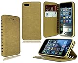 Apple iPhone 5s, 6s y 7 Plus. Funda de piel con tapa abatible y soporte para Apple iPhone 5S, 6S, 7 Plus, Golden Wallet, Apple iPhone 6 6S (4.7\