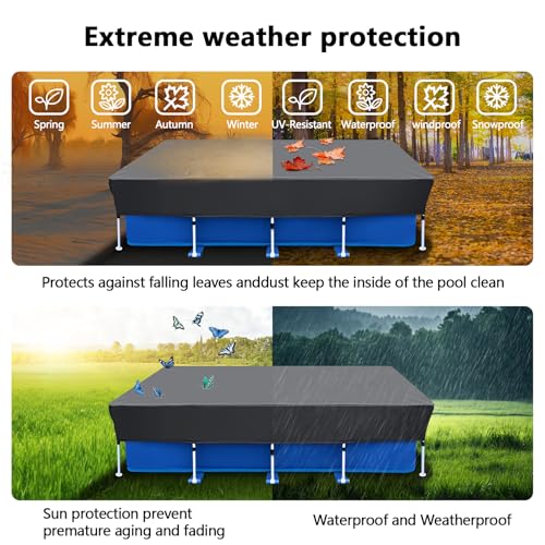 157x83 in Rectangular Pool Cover for Above Ground Pool 13x7 Rectangle Pool Cover Protector Drawstring Design 13ft Winter Pool Cover for Cold and UV Resistant, Dustproof Winter by OIOYLEY - Used condition - Image 7