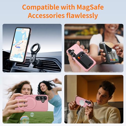 Gritup for Samsung Galaxy S25 Case [Compatible with MagSafe Accessories]:2 Pcs HD Screen Protectors,Built-in Kickstand,Dual Layer Shockproof,Camera Guard,Velvet Touch,S25-Pink - image 7