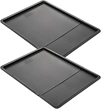 Zenker 9339650 Set of 2 Extendable Baking Tray, Oven Pan, Sponge Baking Tray, Baking Tray, Oven Baking Sheet, Steel, Black, 37-52 x 33 x 1.5 cm