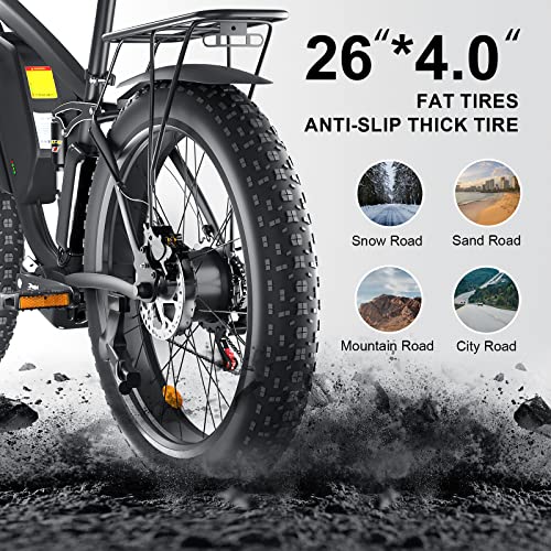 Zeegr Smlro Ebikes For Adults, 26" X 4" Fat Tire Electric Bike For Adults,Dual Motor Awd 2000 Watt 48V 22.4Ah 35Mph Adult Ebike Long Range 40-60 Miles With Hydraulic Disc Brakes(Black) #TOP6