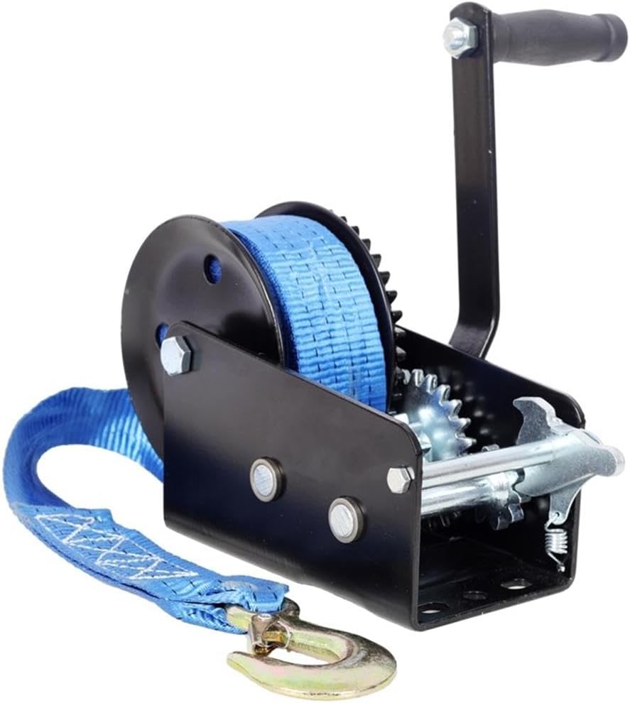 2500 lbs Hand Winch with 32.8 ft Strap Two Way Ratchet for Boat Trailer/ATV