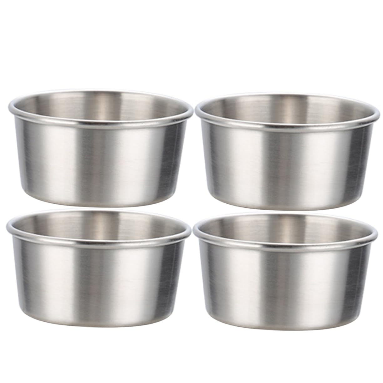 Garneck 4pcs Stainless Steel Ketchup Sauce Cups Multi-use Dipping Bowls for Kitchen