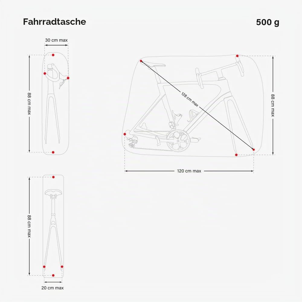 Scicon Pocket Faltbare Fahrradtasche, 500 g, 122 × 22 × 90 cm, Rennrad, Auto-Transport