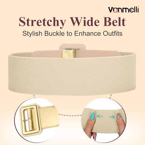 Image of VONMELLI Stretchy Wide Women Belts Elastic Vintage Belts for Women Fashion Ladies Waist Belt for Dress