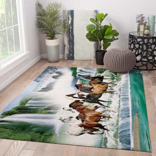 Tapis Oriental Vert Salon Doux Tapis Cuisine Lavable 60x90