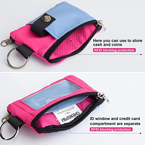 Image of CHENSPRX Minimalist RFID Blocking Small Wallet with ID Window,WaterResistant Zip Id Case Wallet with Lanyard Keychain for Cards,Cash,Travel,Women,Men