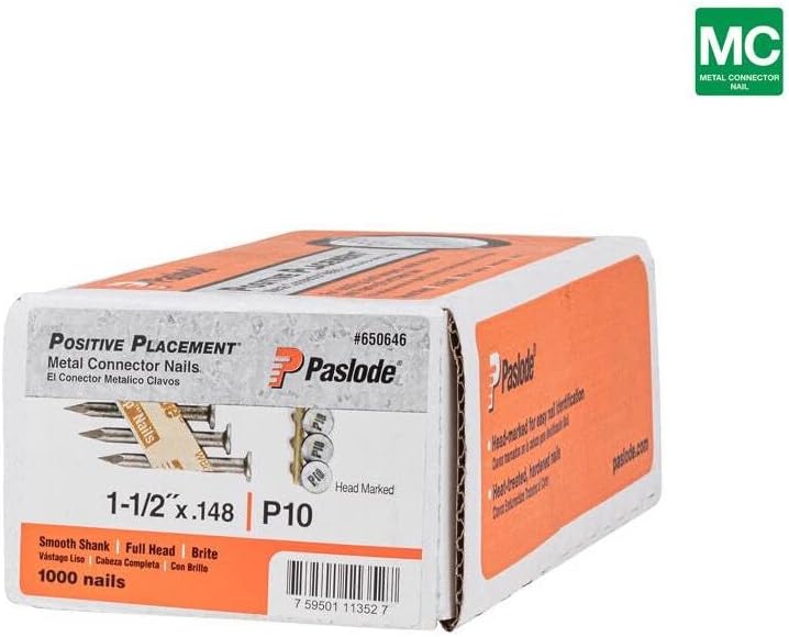 Paslode 650646 1-1/2" X .148" Positive Placement Metal Connector Nails (PK/1000)