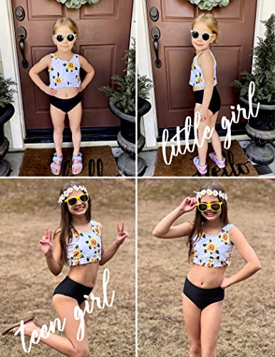 Image of Arshiner Girls Bikini Beach Swimwear 2 Piece Swimsuits Floral Printing Bathing Suits