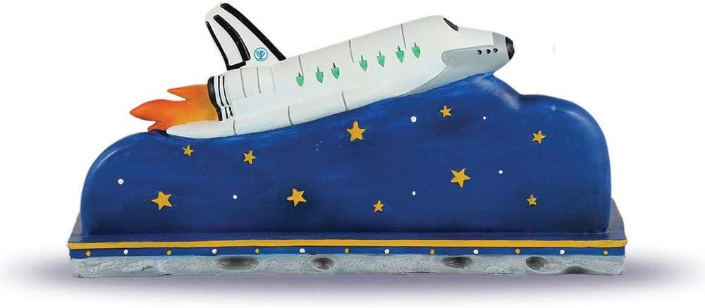 Zion Judaica Polyresin Spaceship Menorah - Chanukah in Outer Space