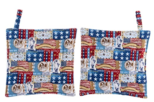 Americana Pride Patchwork Pot Holders, Set Of 2 Potholders For Kitchen Decor #TOP2
