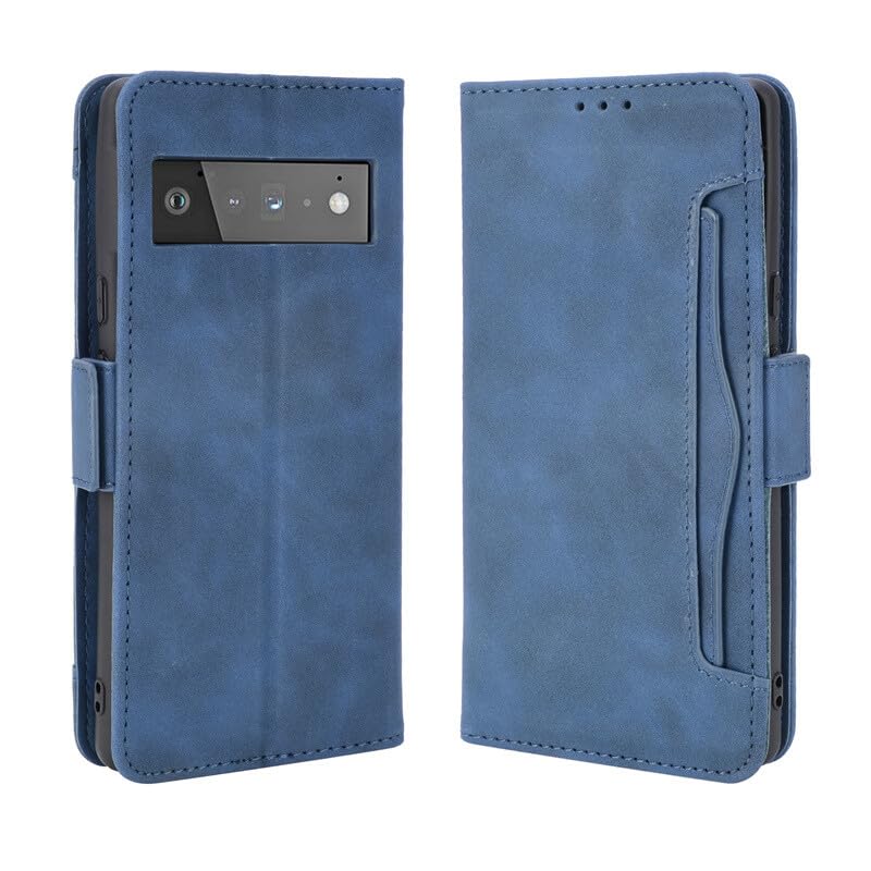 Housse cuir Google Pixel 6A bleu marine style rétro chic et robuste