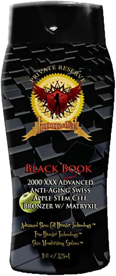 Immoral Tanning Lotion Black Book 2000 Xxx Advanced Anti-Aging Stem Cell Matrixyl Bronzing Tanning Lotion | Streak Free Tattoo Safe Tanning Bed Silicone Dark Bronzer, Intensifier, Accelerator And Tan Maximizer, 11Oz