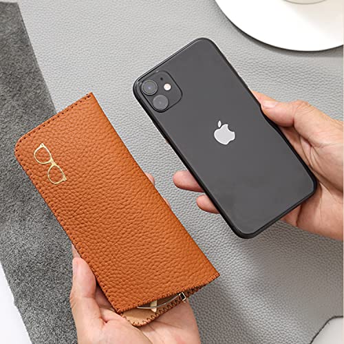 Image of K Luxury Women's Eyeglass Case Leather Soft Holder Pocket Cases Slim Travel Pouch for Sunglasses Eyeglasses Readers